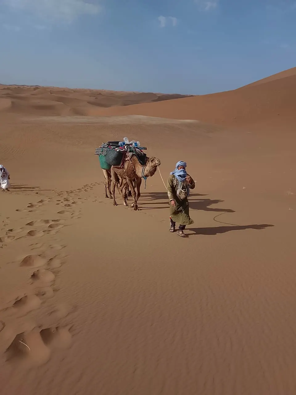 قافلة ديال الجمال محمّلة لرحلة وسط الرملة